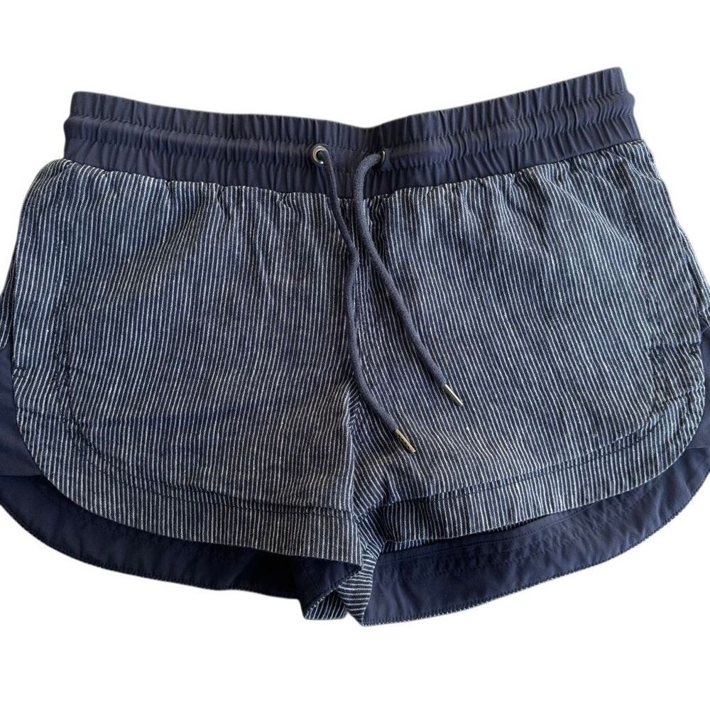 Athleta Navy Blue Pull On Linen Shorts Women 4 Athleisure Camping Casual Preppy